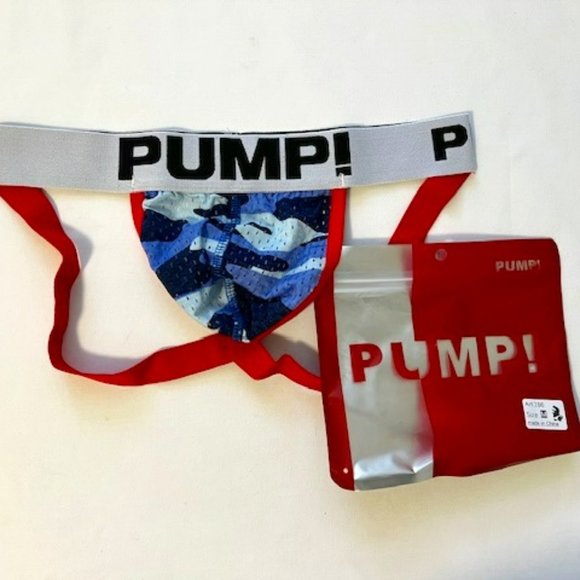 PUMP! Size "M" Camo Mesh Jockstrap - Blue Camo/Red/White/Black (186BCJK) - Picture 2 of 9